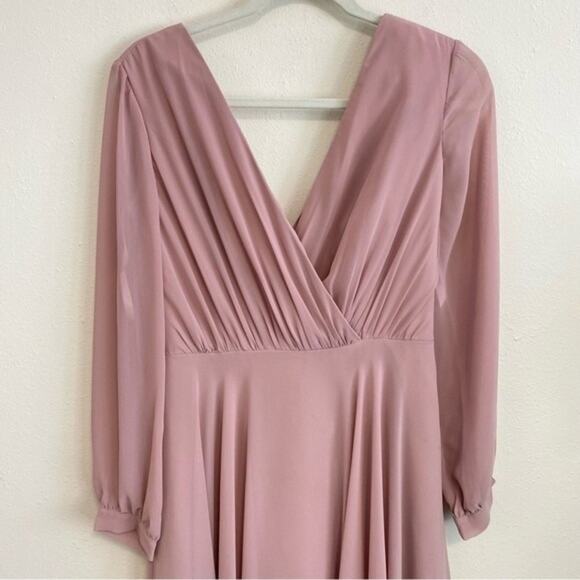 Revelry Juliet Long Sleeve Chiffon Maxi Dress Bridesmaid Blush Pink Size 8 - Picture 3 of 8